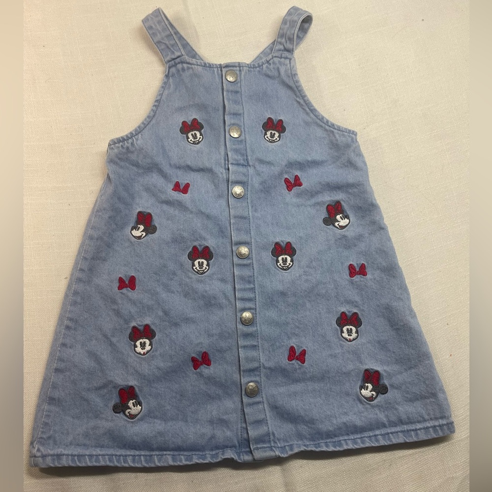 Disney Blue Denim Dress with Minnie Mouse Embroidery